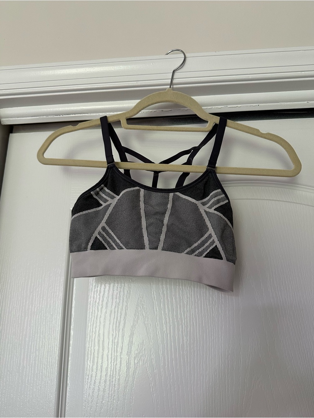 Champion Strappy Mesh Sports Bra - Black and Light Gray